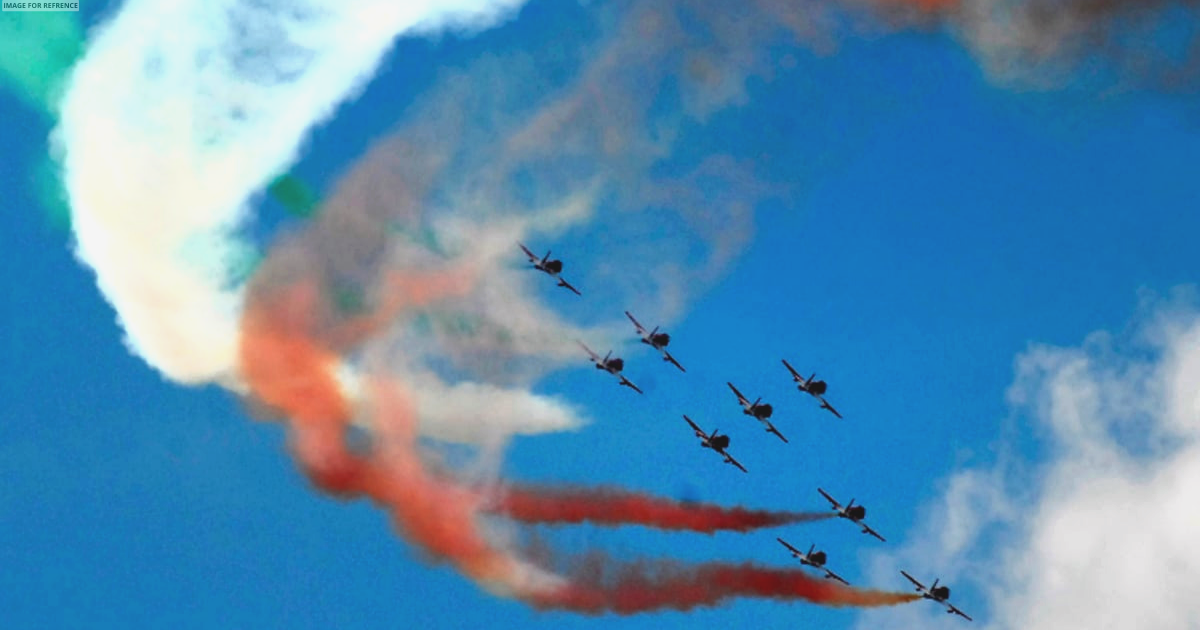 Indian Air Force performs air show near Jal Mahal in Jaipur